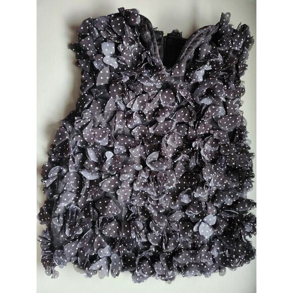 NWT Anthropologie 3D Floral Polka Dot Mini Dress size 10 Black #8A413 - Picture 2 of 12